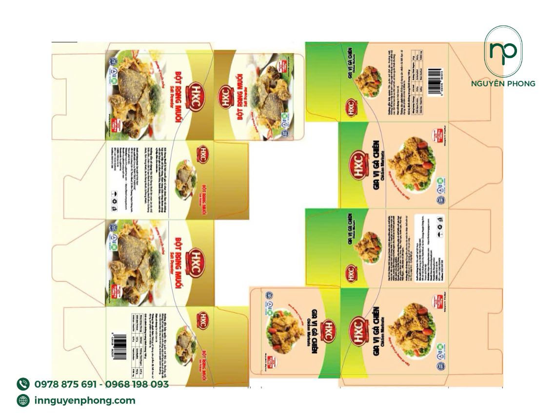 thiết kế hộp giấy đựng gia vị ấn tượng